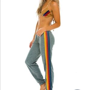Aviator Nation classic 5 stripe sweatpants, heather grey, XS